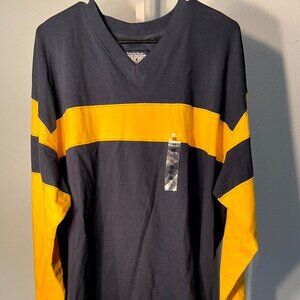 NWT VTG Graphite Jeanswear Navy & Yellow 100% Cotton Long-Sleeve Pullover SZ XXL